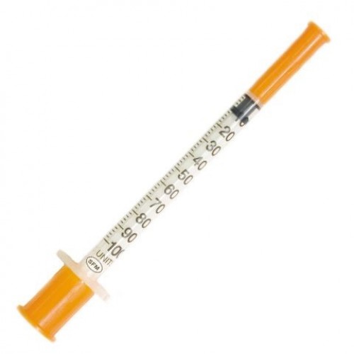 Шприц 1,0 мл инсулиновый U-100, с иглой 29 G (0,3 x 13мм) "SF MEDICAL", 100 шт/уп