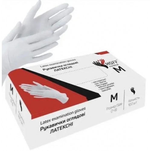 Non-Powdered non-sterile latex gloves, size М (100 pcs / unit)