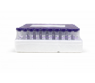 Пробірка для забору капілярної крові "RAD FARM", 0,2мл, ПП, 8х45мм, з капіляром, з бузковою кришкою, IVD