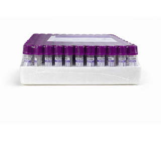 Пробірка для забору капілярної крові "RAD FARM", 0,5мл, ПП, 8х45мм, без капіляра, з бузковою кришкою, IVD