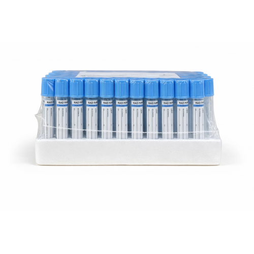 Пробірка вакуумна для збору крові "RAD FARM", 2,7мл, Натрій цитрат 3,2%, 13х75мм, стерильна, з блакитною кришкою, IVD