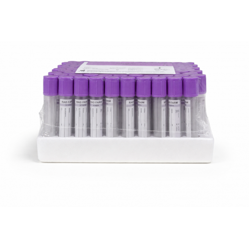 Пробірка вакуумна для збору крові "RAD FARM", 2мл, K2 ЕДТА, 13х75мм, стерильна, з бузковою кришкою, IVD