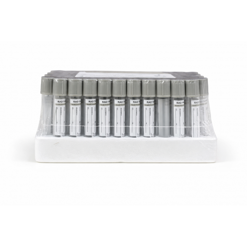 Пробірка вакуумна для збору крові "RAD FARM", 2мл, Натрій Фторід К2 оксалат, 13х75мм, стерильна, з сірою кришкою, IVD