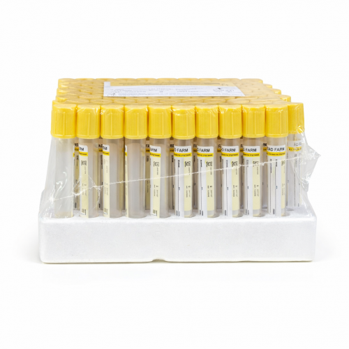 Пробірка вакуумна для збору крові "RAD FARM", 3,5мл, Гель + Активатор згортання, 13х75мм, стерильна, з жовтою кришкою, IVD