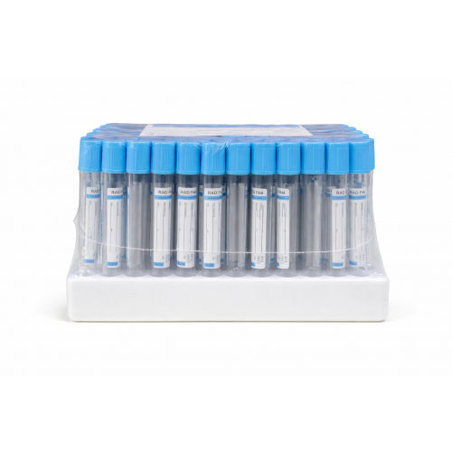 Пробірка вакуумна для збору крові "RAD FARM", 4мл, Натрій цитрат 3,2%, 13х75мм, стерильна, з блакитною кришкою, IVD