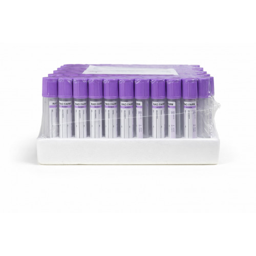 Пробірка вакуумна для збору крові "RAD FARM", 4мл, K2 ЕДТА, 13х75мм, стерильна, з бузковою кришкою, IVD