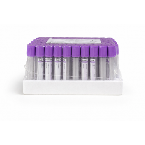 Пробирка вакуумная для сбора крови "RAD FARM", 4мл, K3 ЭДТА, 13х75мм, стерильная, с сиреневой крышкой, IVD