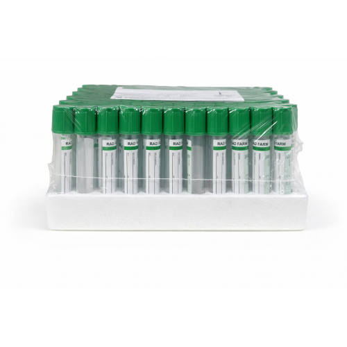 Пробірка вакуумна для збору крові "RAD FARM", 4мл, Літій Гепарин,13х75мм, стерильна, з зеленою кришкою, IVD
