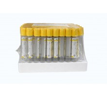 Пробірка вакуумна для збору крові "RAD FARM", 5мл, Гель + Активатор згортання, 13х100мм, стерильна, з жовтою кришкою, IVD