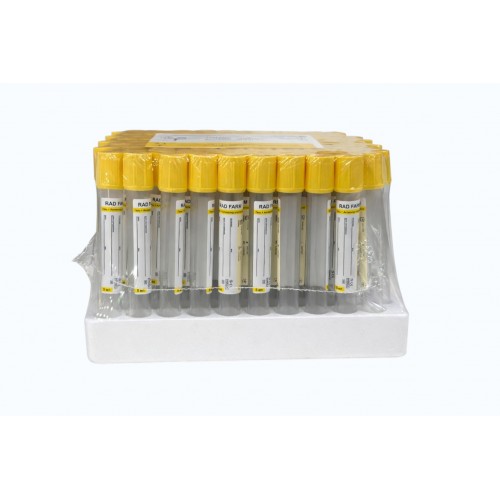 Пробірка вакуумна для збору крові "RAD FARM", 5мл, Гель + Активатор згортання, 13х100мм, стерильна, з жовтою кришкою, IVD