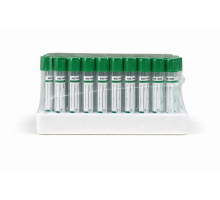 Пробірка вакуумна для збору крові "RAD FARM", 8,5мл, Гель + Натрій Гепарин 16х100мм, стерильна, з зеленою кришкою, IVD