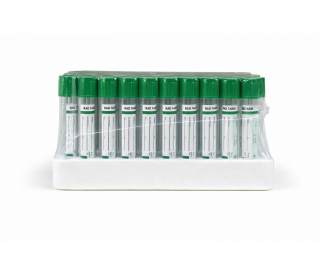 Пробірка вакуумна для збору крові "RAD FARM", 8,5мл, Гель + Натрій Гепарин 16х100мм, стерильна, з зеленою кришкою, IVD