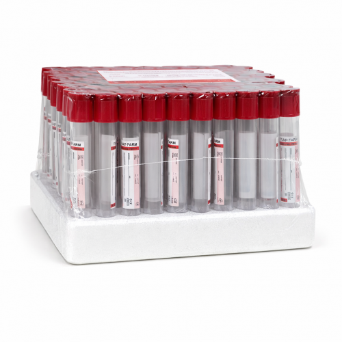 Пробирка вакуумная для сбора крови "RAD FARM", 9мл, Активатор свертывания, 16х100мм, стерильная, с красной крышкой, IVD