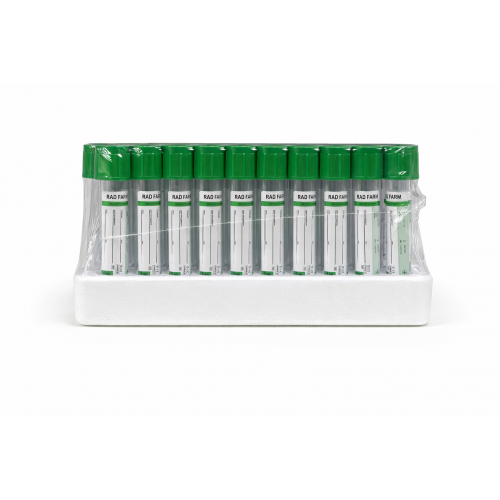 Пробірка вакуумна для збору крові "RAD FARM", 9мл, Натрій Гепарин, 16х100мм, стерильна, з зеленою к ришкою, IVD